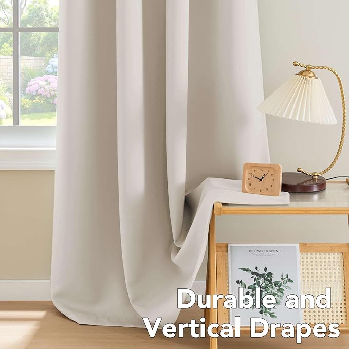 H.VERSAILTEX Ultra Soft Microfiber Thermal Insulated Antique Copper Grommet Blackout Curtains/Window Treatment Draperies 52 by 72 - Inch for Living Room/Bedroom, Set of 2 - Natural-Ruum Studio Home