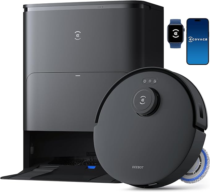 ECOVACS DEEBOT T30S Robot Vacuum and Mop, 11000Pa, ZeroTangle Technology, TruEdge Adaptive Edge Mopping, Hot Water Mop Washing, Self-Emptying, Self Refilling, Auto-Mop Lifting, Obstacle Avoidance-Ruum Studio Home