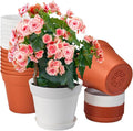 homenote Plant Pots,6 Inch Flower Pots for Plants Plastic Planters for Indoor with Multiple Drainage Holes and Trays, for All Home Garden Flowers Succulents,Outdoor(White&Red,16 Pack)-Ruum Studio Home