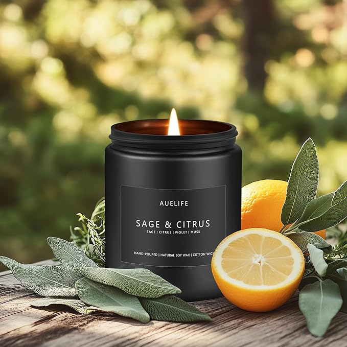 Sage & Citrus Candle | Scented Candle for Home, Aromatherapy Candles - Soy Candles for Home Scented, Gift for Women Men, Home Fragrance Decoration -7oz-Ruum Studio Home