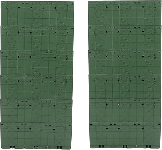 12Pieces 3-Pot Wall Planter Vertical Garden Plant Walls Wall Mounted Vertical Planter with Water-Storage Layer Stackable Wall-Mounted Flower Pot for Gardens, Balconies 180.78lbs Total Capacity (Green)-Ruum Studio Home