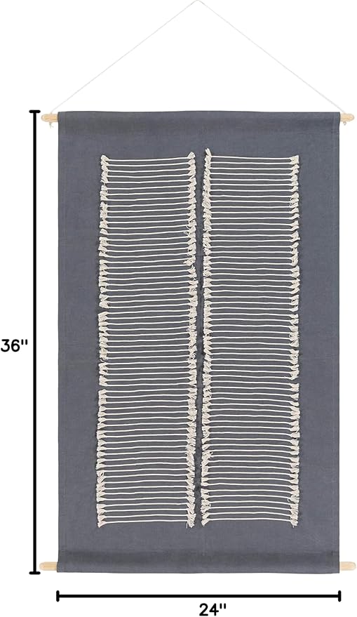 Mark&Day Wall Art, Lassing Modern Farmhouse Charcoal Macrame Tapestry Wall Hanging for Living Room, Bedroom, Office or Kitchen (36"H x 24"W)-Ruum Studio Home