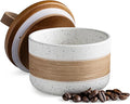 Small Ceramic Jar with Lid, Coffee Container Canister Kitchen Food Storage Jars for Spice Sugar Tea Bag, Stackable Decorative Jars for Countertop, White & 5oz-Ruum Studio Home