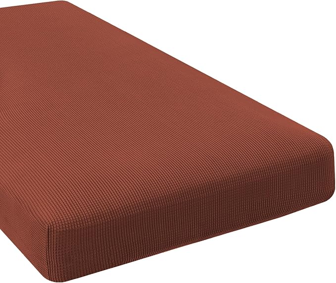 H.VERSAILTEX Super Stretch Individual Chaise Cover Sectional Couch Covers for L Shaped Sofa Both Left/Right Featuring Thick Jacquard Textured Twill Fabric (1 Piece Chaise Cover, Rust)-Ruum Studio Home