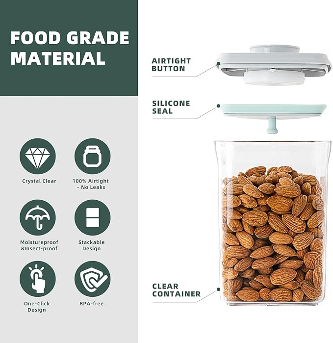 Pop Airtight Food Containers - Set of 2 Kitchen Storage Containers with Lids, Ideal for Cereal and Pantry Storage - Includes 1.5Qt and 0.5Qt Sizes-Ruum Studio Home