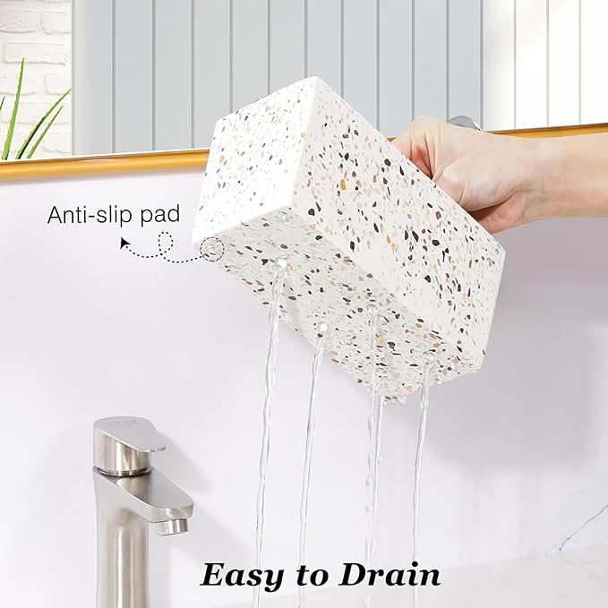 Luxspire Toothbrush Holder for Bathroom, 5 Slots Bathroom Counter Organizer Toothbrush and Toothpaste Holder, Bathroom Accessories for Restroom Bathroom, Terrazzo-Ruum Studio Home