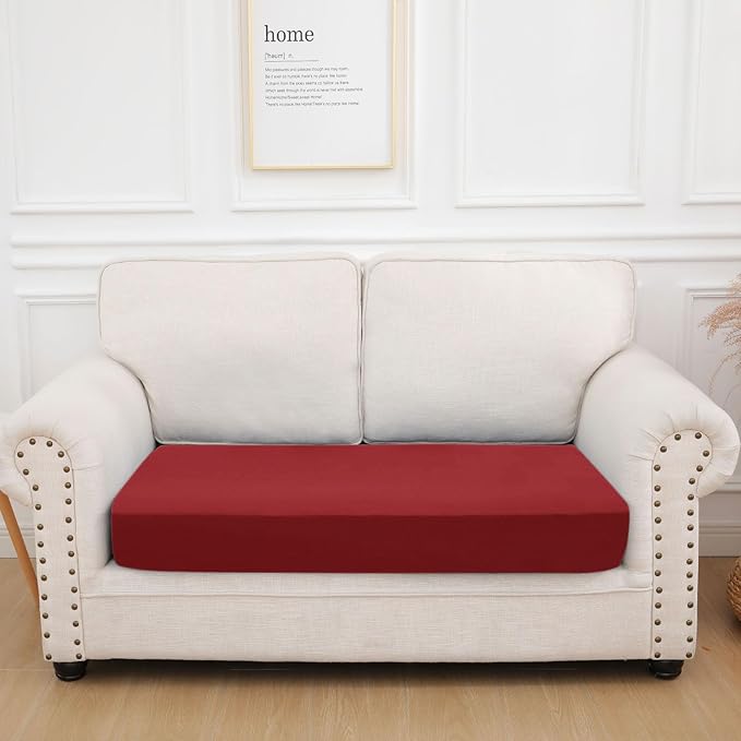 hyha Waterproof Couch Cushion Covers, Stretch Sofa Couch Seat Slipcover for Dog Washable, Non-Slip Waterproof Outdoor Cushion Covers for Patio Furniture Replacement (1 Piece for Medium, Wine Red)-Ruum Studio Home