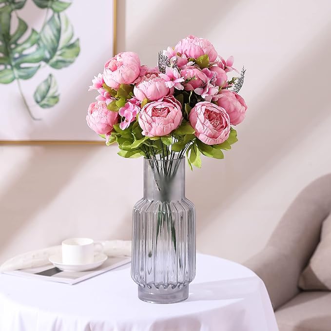 Duovlo Springs Flowers Artificial Silk Peony Bouquets Wedding Home Decoration,Pack of 1 (Spring Light Pink)-Ruum Studio Home