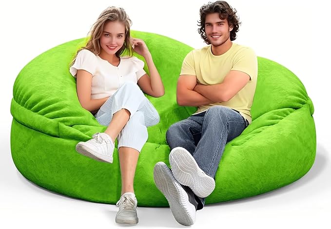 Bean Bag Chair for Adults 4FT,Soft Removable Cover for Teens/Girls Bedroom,Fluffy Giant Round Floor Beanbag Lounger Chairs (No Filler,Green)-Ruum Studio Home