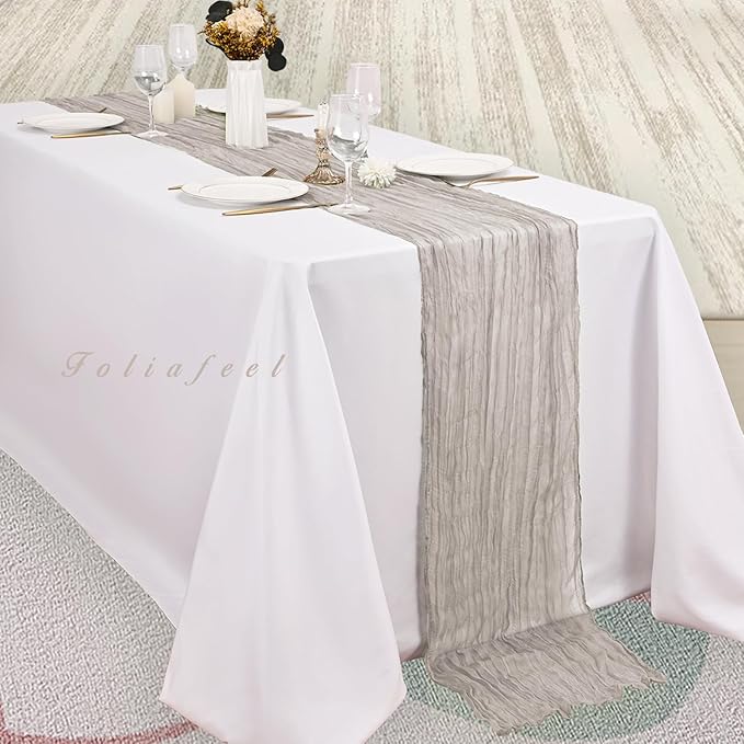 12 Pack Rose Brown Cheesecloth Table Runner 10FT Rustic Gauze Fabric Cheese Cloth Table Runner for Wedding Bridal Baby Shower Table Decor Boho Sheer Birthday Party Table Decorations 20 x 120 Inch Long-Ruum Studio Home