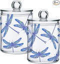 2 Pack Qtip Holder Organizer Dispenser Dragonflies Bathroom Storage Canister Cotton Ball Holder Container for Cotton Swabs/Pads/Floss-Ruum Studio Home