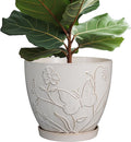 10 Inch Plant Pot Ceramic Planter Pot with Drainage Hole and Saucer Round Planter Large Flower Pot for Indoor Outdoor Plants Home Garden Decor White-Ruum Studio Home