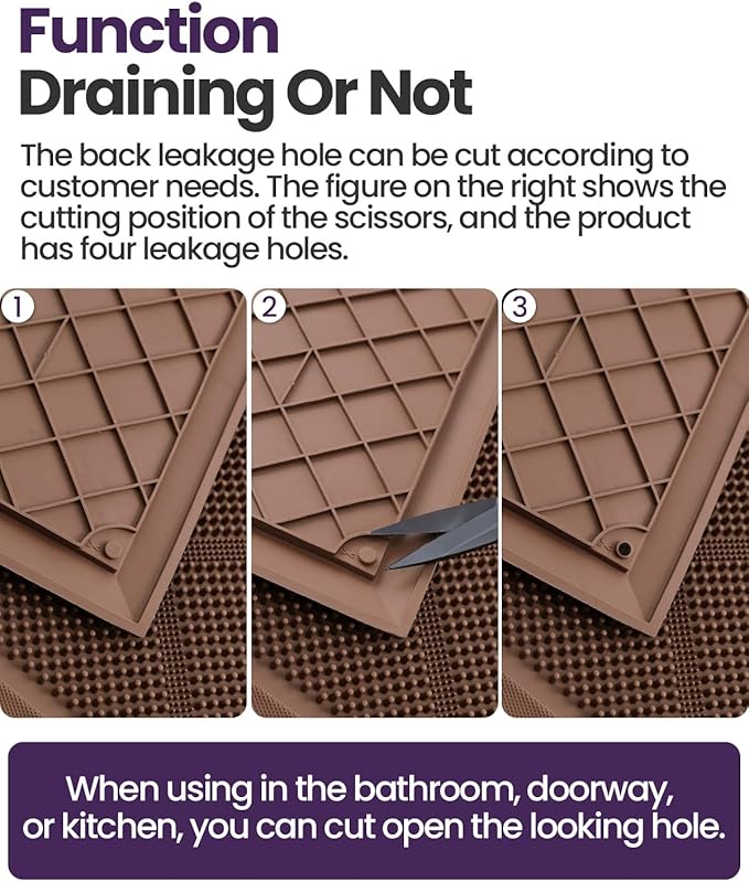 DEXI Front Door Mats Outside Entrance, 17x36 Rubber Waterproof Dirt Trapping Entry Mat for Entryway, Heavy Duty Non-Slip Low-Profile Welcome Doormat All Weather for Patio, Brown-Ruum Studio Home