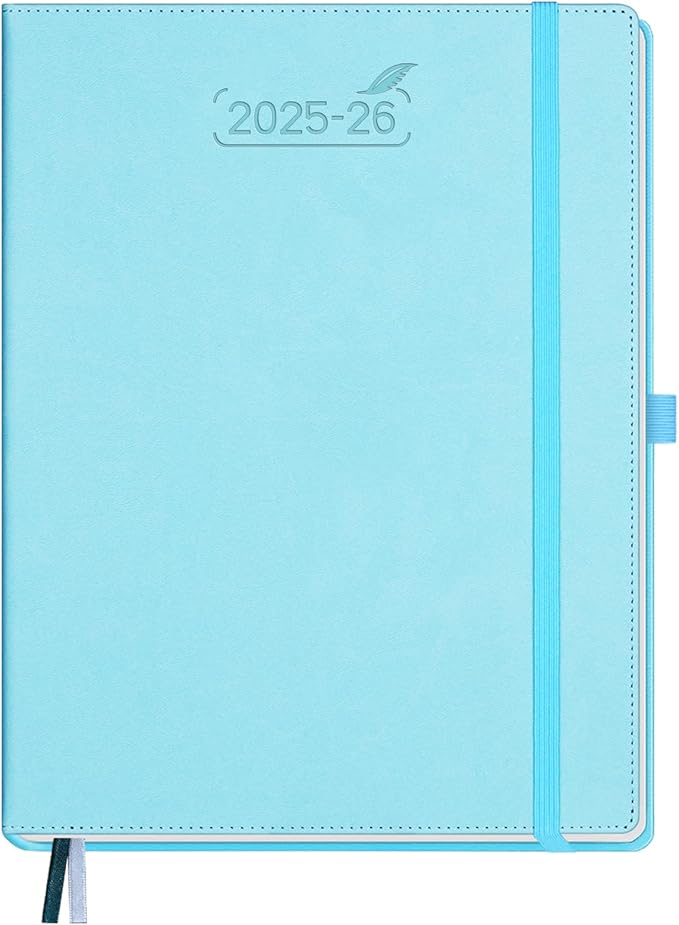BEZEND Planner 2025-2026 Weekly and Monthly, 8.5" x 11" Academic Calendar (Jul 25-Dec 26) Vertical Daily Appointment with Hourly Timeslot & Monthly Tab, PU Leather Hardcover - Sky Blue-Ruum Studio Home