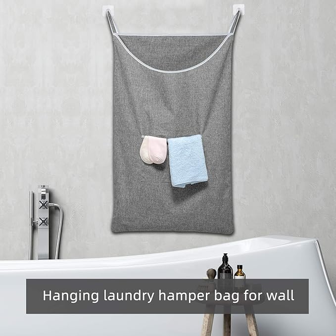 X-Large Door Hanging Hamper Bag,2 Pack Large Capacity Hanging Laundry Hamper Basket with Wide Opening Dirty Clothes Laundry Hamper Storage Bag Size 35X22inch(Grey-2Pack)-Ruum Studio Home