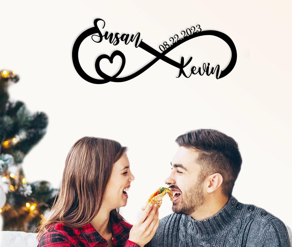 Wedding Gifts for Couples 2025 | Personalized Wedding Gifts | Couples Gift for Her | Anniversary Wedding Date Sign | Engagement Gift | Wall Decor | Bridal Shower Gift | Infinity Metal Sign-Ruum Studio Home