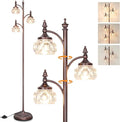 Brown Tree Floor Lamps for Living Room 66.5'' Standing Lamp with 3 Rotatable Lights Glass Shade Modern Lamp for Living Room Bedroom Office(3LED Bulbs Included)-Ruum Studio Home