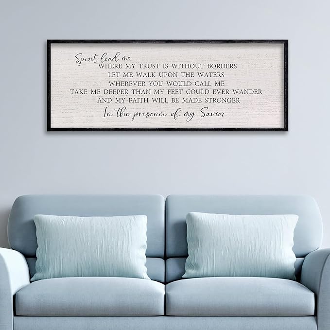 LuZhiQiang Spirit Lead Me Wall Art Decor 40"x15" Christian Scripture Sign Large Inspirational Quote Bible Verse Hanging Wooden Framed (Black)-Ruum Studio Home