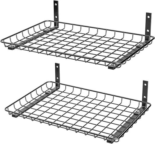 EVERHANGER Garage Wall Shelves 12x18 Inch, Wall Mounted Storage Shelf, Metal Shelf Rack, Heavy-Duty Shelf Organizer 2 Pack, Black-Ruum Studio Home