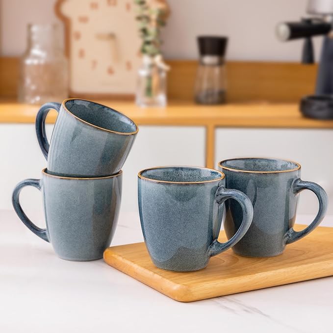 GBHOME Ceramic Coffee Mugs Set of 4, 12oz Stoneware Coffee Mugs Set For Dad Mom Women MEN, Light Weight Ceramic Coffee Cups for Latte/Tea/Beer/Hot Cocoa, Dishwasher & Microwave Safe-Ruum Studio Home