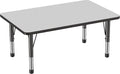 FDP Rectangle Activity School and Classroom Kids Table (30 x 48 inch), Chunky Toddler Legs, Adjustable Height 15-24 inches - Gray Top and Black Edge-Ruum Studio Home