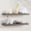 Axeman Floating Shelves for Wall, 24''W x 8'' D Rustic Solid Elm Wood Shelves for Storage, Wall Mounted Display Shelving with Invisible Heavy-Duty Metal Bracket (Grey, 2PCs)-Ruum Studio Home
