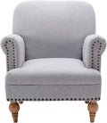chairus Linen Accent Chair for Living Room Upholstered Mid Century Modern Single Sofa Chair with Solid Wood Legs Comfy Reading Chair Armchair for Bedroom/Office Room/Recption/Lounge, Grey-Ruum Studio Home
