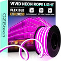 GZBtech Flexible LED Neon Rope Lights 16.4FT,AC 110-120V Waterproof Strip Light, 120LEDs/M Cuttable Connectable Neon Lighting for Indoor Outdoor Home Decor/Commercial Building Use-Pink 5M-Ruum Studio Home