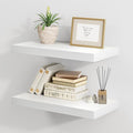 Fun Memories White Floating Shelves 16 Inch Long, 8 Deep Floating Shelf Wall Mounted, 16 x 8 Inch Wooden Bathroom Shelves, Deep Storage Shelves for Living Room, Kitchen, Set of 2-Ruum Studio Home
