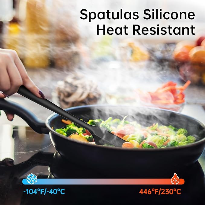 Barsone 4-Piece Silicone Spatula Set（ Heat Resistant 446°F Food Grade BPA Free, Nonstick Cookware Safe Dishwasher Safe Kitchen Tools for Baking, Cooking, Stirring, Black）-Ruum Studio Home
