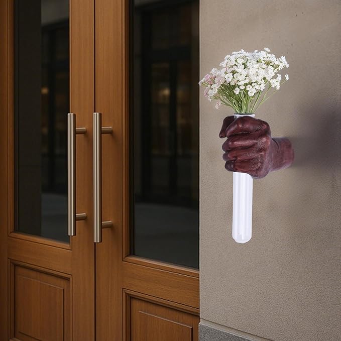 Wall Sculptures, Hand Vases Home Decor, Wall Mount Art Sculpture, Unique Wall Art Statue, Funky Flower Vase Decorations, Modern Eclectic Hanging Decor,Glass Test Tube Vase-Ruum Studio Home