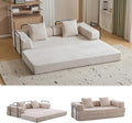 Convertible Sleeper Sofa Bed, Compression Folding Sofa with Pillow, No Assembly Required, Shape Frame, Floor Sofas Lounge Couch for Living Room, Bedroom, Small Spaces(Corduroy, 77''W, Off-white)-Ruum Studio Home