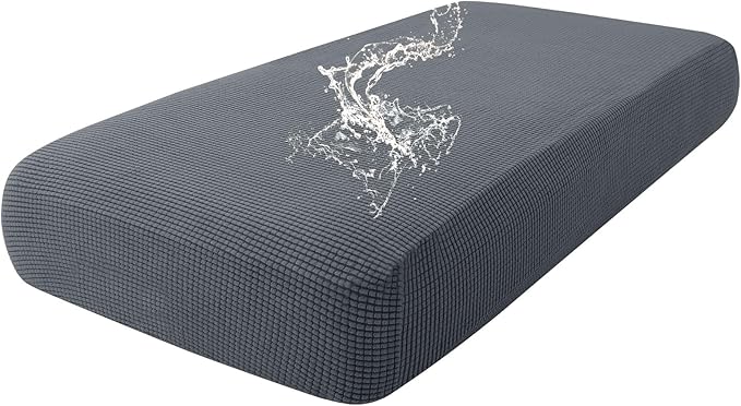 hyha Waterproof Couch Cushion Covers for Pets, Non Slip Sofa Seat Cover for Dogs Washable, Soft Thick Stretch Jacquard Fabric, Sofa Slipcovers with Elastic Bottom (1 Piece for Medium, Grey)-Ruum Studio Home