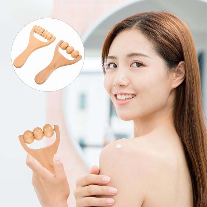 2pcs Wooden Massage Rollers Trigger Point Roller Muscle Relaxation Bead Massage Tools for Neck Back Leg Foot Arm-Ruum Studio Home