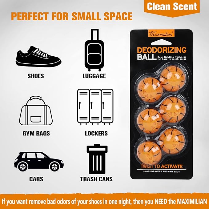 MAXIMILIAN Professional Shoe Deodorizer Balls | Shoe Fresheners Balls | Foot Odor Eliminator | Odor-Fighting Freshener for Neutralizing Odor and Refreshing Sneaker, Wardrobe, Bags-Ruum Studio Home