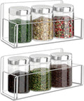 Acrylic Spice Rack Wall Mount-6 Inch, Clear Spice Shelf Storage Holder, 2 Pack Hanging Seasoning Rack Organizer for Cabinet Door, Cupboard or Wall Kitchen (Adhesive or Screw)-Ruum Studio Home