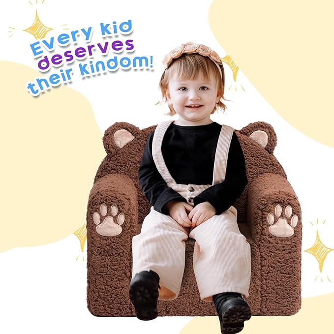 ALIMORDEN Animal Series Kid's Chair, Ultra-Soft Comfy Foam Filled Toddler Sofa Chair, Cute Animal-Shaped Design Toddler Couch, Lightweight Birthday for Boys & Girls (Brown Bear)-Ruum Studio Home