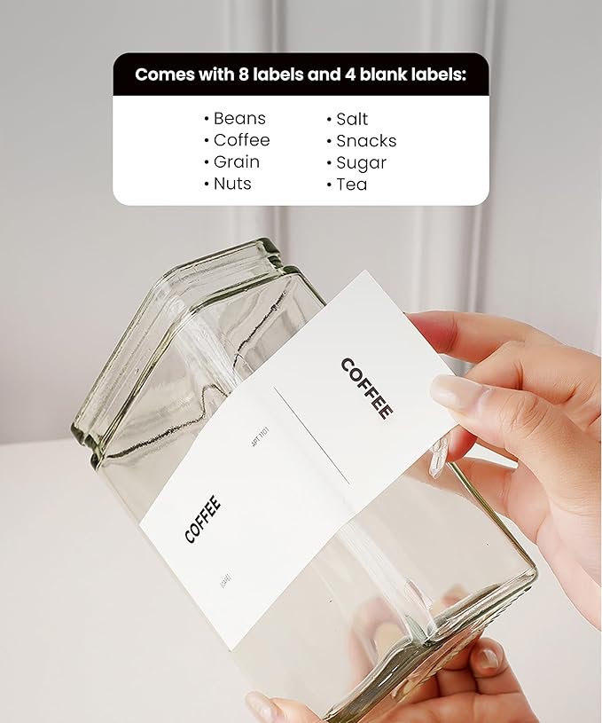 27 oz Glass Storage Jars with Bamboo Lid, set of 6, glass canisters with airtight lids, Clear jars with lids for Cookie, Candy, Tea, Coffee Bean and Rice (White)-Ruum Studio Home