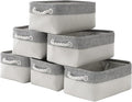 Basket for Organizing Cube Stgorage Bin - Small 6 Pack Fabric Storage Cubes Collapsible Baskets for Shelves with Rope, Bins for Organization Closet Cloth Toy Laundry Canvas (Grey&White 12x8x5.2 inch)-Ruum Studio Home