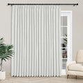 Macochico 120”Wx102”L 100% Blackout Linen Curtains Pinch Pleated Thermal Panels for Sliding Door Bedroom Living Room Farmhouse Shabby Chic Greyish White Burlap Curtains with Tieback 1 Panel-Ruum Studio Home