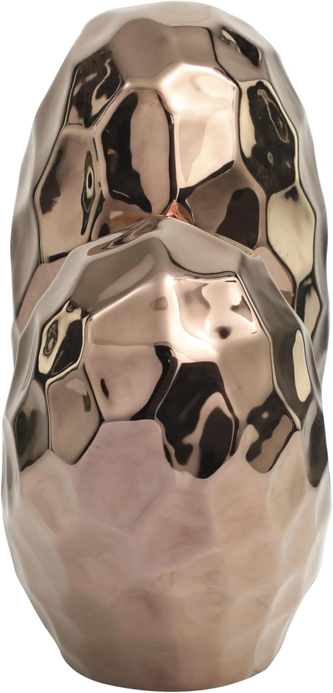 Deco 79 Ceramic Heart Decorative Sculpture Dimensional Angled Origami Inspired Home Decor Statue with Faceted Exterior, Accent Figurine 12" x 6" x 11", Rose Gold-Ruum Studio Home