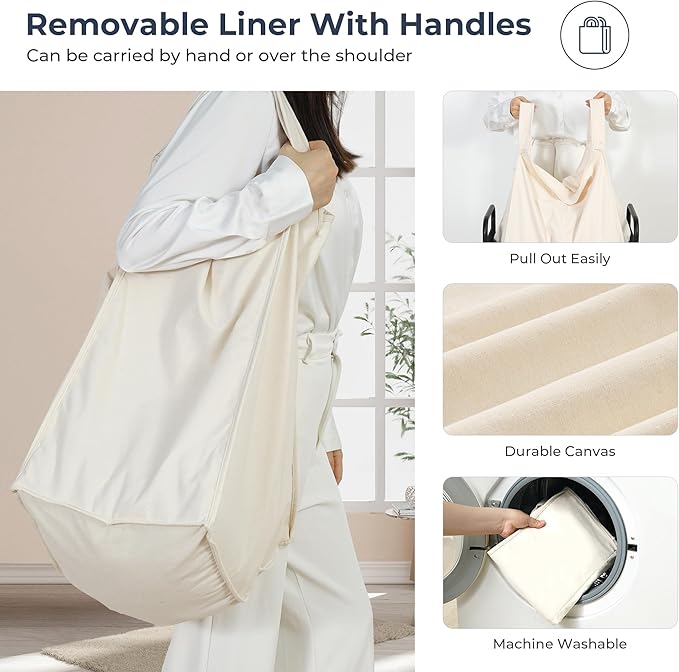 STO STO Laundry Hamper 3 Section, 120L Rolling Laundry Sorter Cart with Removable and Washable Liner Bag, Rolling Clothes Hamper with Metal Handle for Laundry Room and Bedroom-Ruum Studio Home