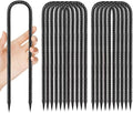 Rebar-Stakes-12-Inch, Ground Stakes Heavy Duty U-Hook Black Coated Anti-Rust Heavy Duty Ground Anchors for Garden Dog Fence Chicken Coop Christmas Decorations Deer Fence 12pcs-Ruum Studio Home