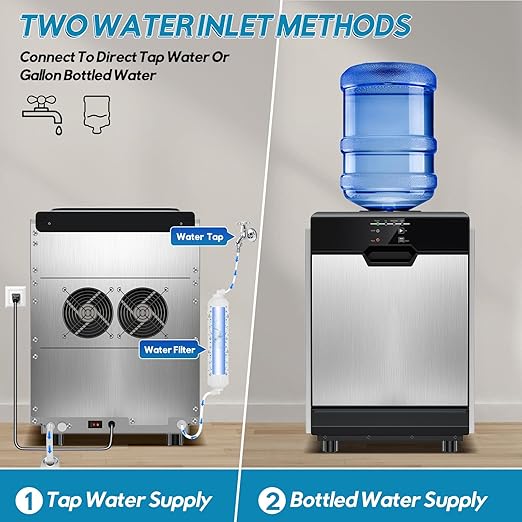Nugget Ice Maker Countertop, 80Lbs/24H with 20LBS Ice Basket - Dual Water Inlet (Tap/Bottle), Self-Cleaning Stainless Steel Pellet Ice Machine, Chewable Ice Dispenser for Home, Kitchen, Office-Ruum Studio Home