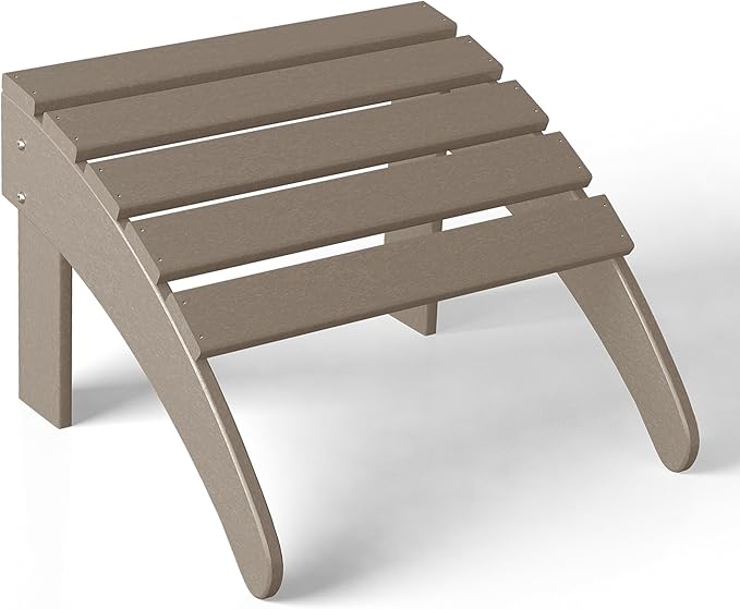 WestinTrends Outdoor Ottoman, Patio Adirondack Ottoman Foot Rest, All Weather Poly Lumber Folding Foot Stool for Adirondack Chair, Widely Used for Outside Porch Pool Lawn Backyard, Weathered Wood-Ruum Studio Home