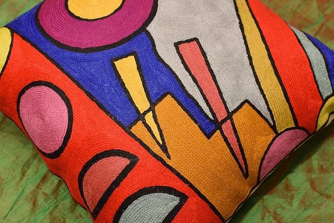 Kandinsky Modern Pillow Cover - Soul Abstract Pillows Farmhouse Chair Cushion Contemporary Couch Pillows Outdoor Mid Century Sofa Cushion Handmade Wool Size 18x18-Ruum Studio Home