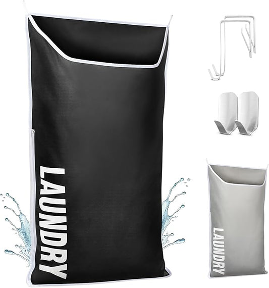 Hanging Laundry Hamper Bag XL 40x22", Space Saving over the Door Storage Bags, Behind the Door Hampers for Dirty Clothes & Wall Mounted Basket for Bathroom, Organizer for Small Room Spaces RV-Ruum Studio Home