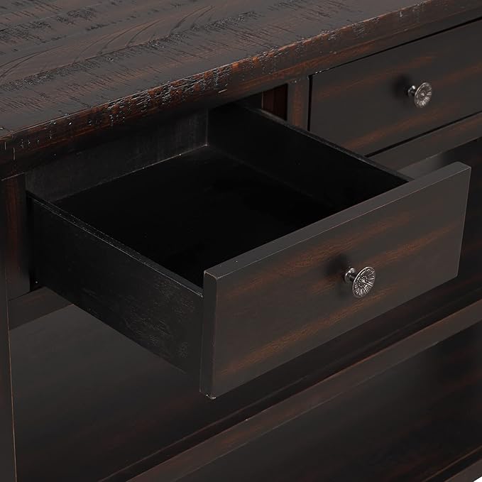 Solid Wood Console Table,Sofa Table with Storage Drawers and Bottom Shelf,Entryway Table for Entry Hallway Foyer,Fully Assembled (48.8" Distressed Black)-Ruum Studio Home