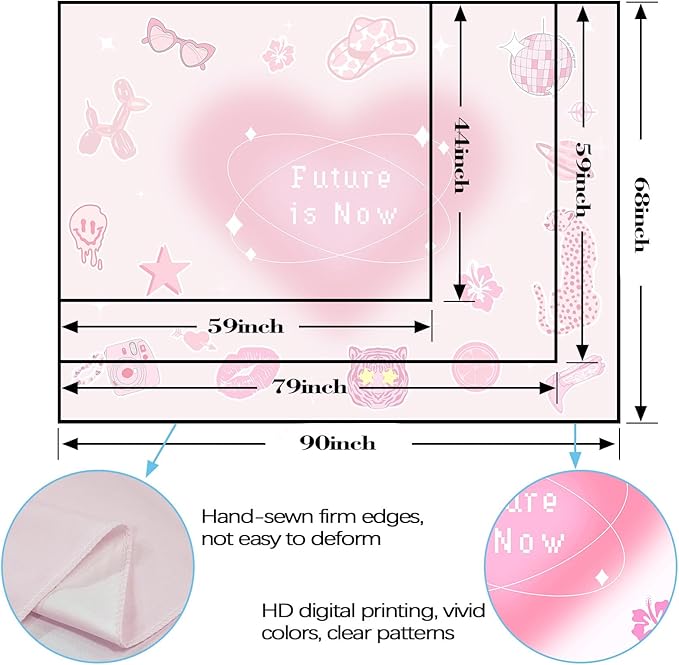 Lunerfex Y2K Tapestry Pink Wall Tapestry, Cute Tapestries for Bedroom Funny Tapestries Wall Hanging for Bedroom Living Room Decor Pink-4 44"x60"-Ruum Studio Home