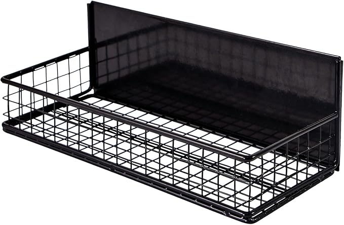 Magnetic Basket, Magnetic Shelf for Fridge, Magnetic Spice Rack for Refrigerator Magnetic Locker Organizer Holder for Office Kitchen Classroom Storage, Black-Low, 9.44" x 4" x 1.77"-Ruum Studio Home